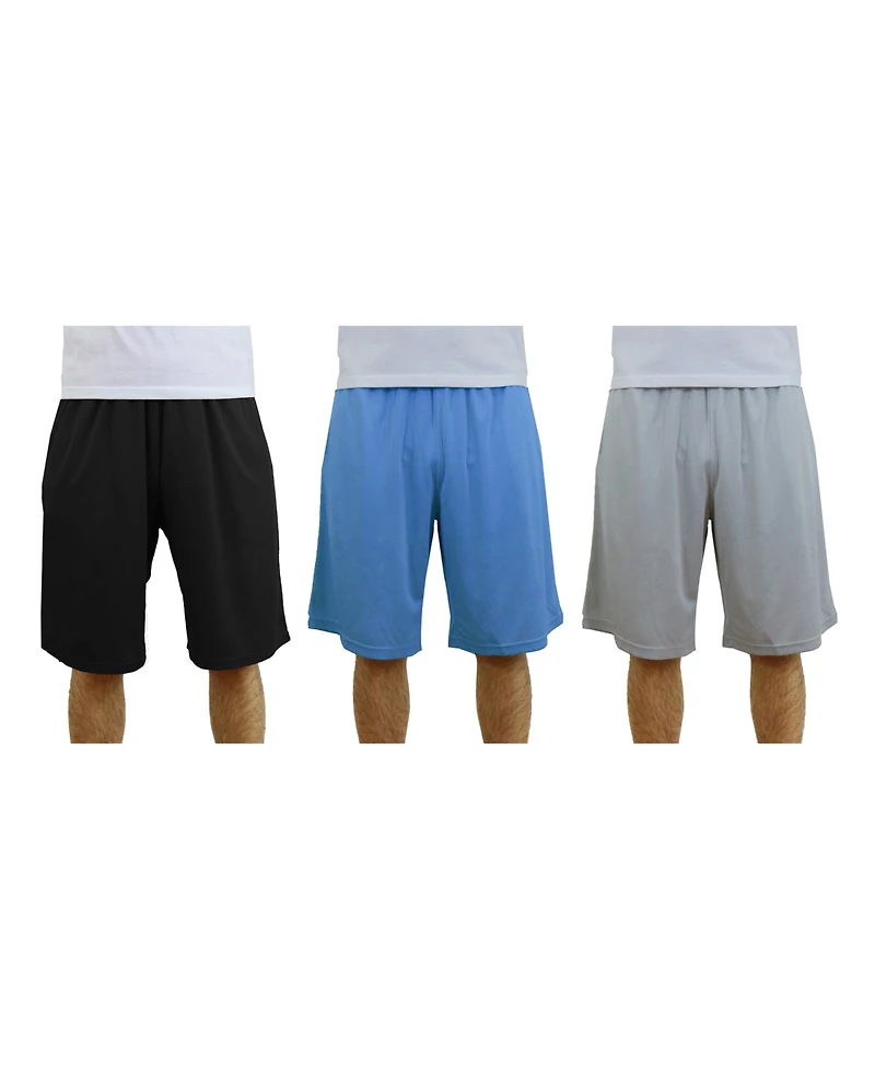 Galaxy By Harvic Men's 3-Pack Moisture-Wicking Active Mesh Shorts