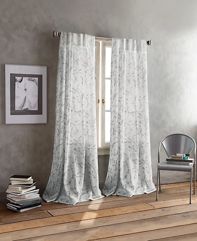 Promenade Floral 50" x 96" Sheer Poletop Curtain Set