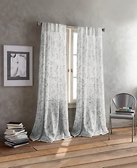Promenade Floral 50" x 96" Sheer Poletop Curtain Set