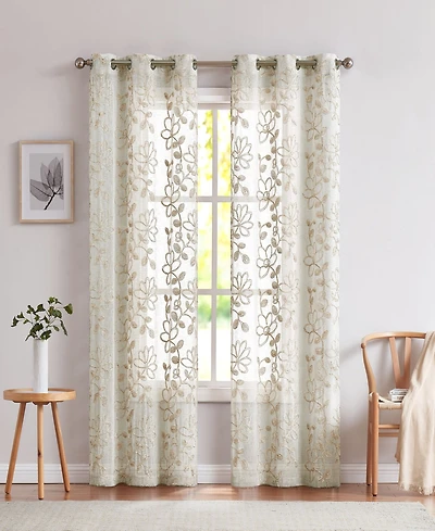 Dainty Home Rita Linen Look 76" W x 96" L Grommet Window Panel Set