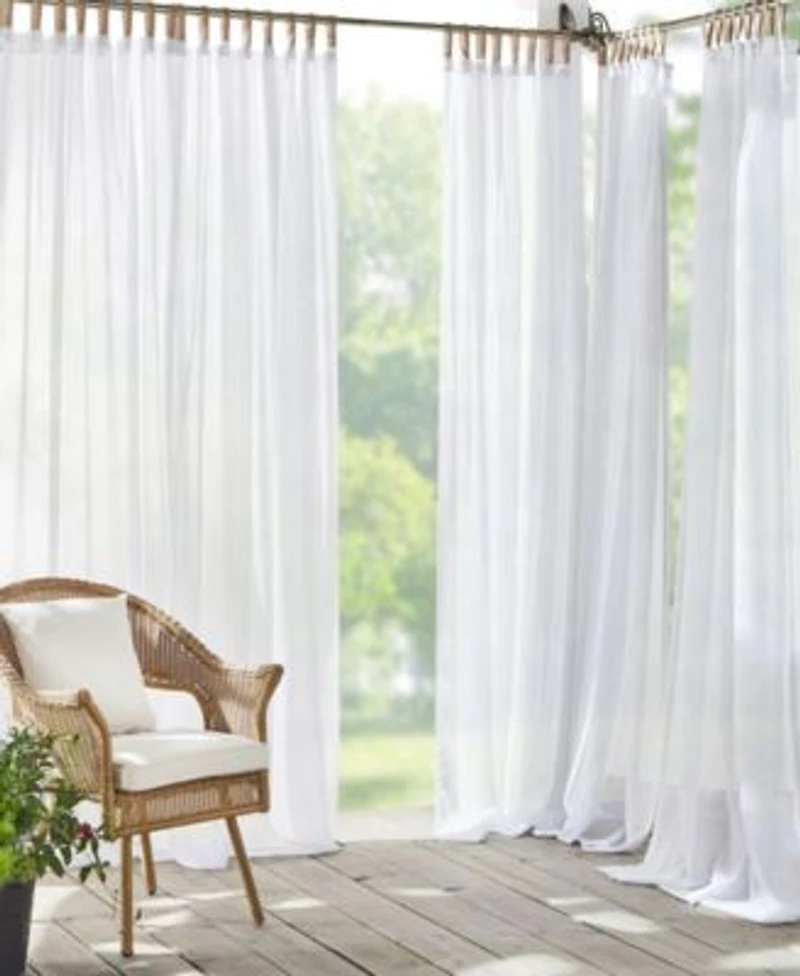 Elrene Home Fashions Darien Solid Indoor/Outdoor Sheer Adhesive Loop Tab Top Window Curtain Panel