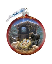 G.DeBrekht Born in A Stable Glass Ornament by Dona Gelsinger