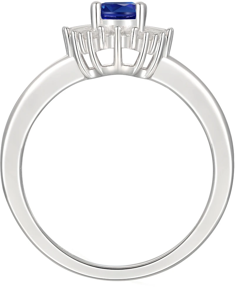 Sapphire (1 ct. t.w.) & Diamond (1/4 Ring 14k White Gold (Also Available Emerald, Tanzanite Ruby)