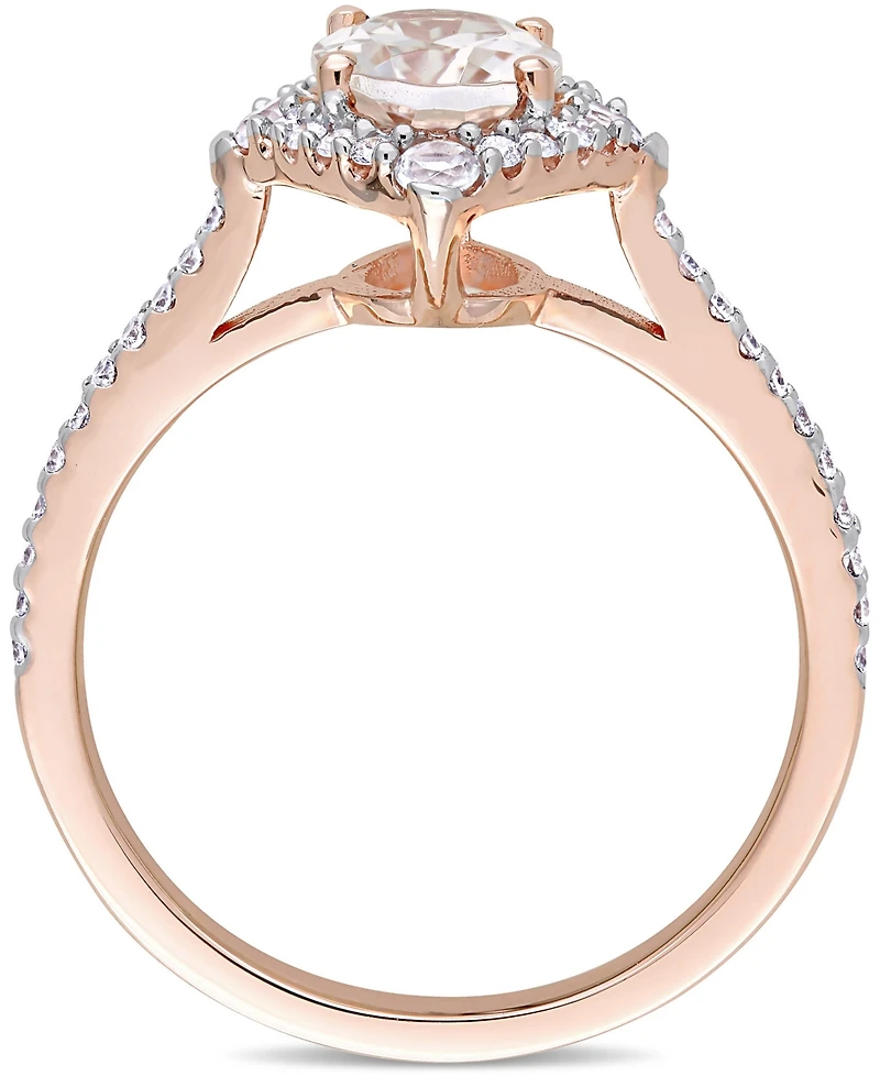 Morganite (1-1/7 ct. t.w.), White Sapphire (1/5 t.w.) & Diamond (1/4 Ring 14k Rose Gold