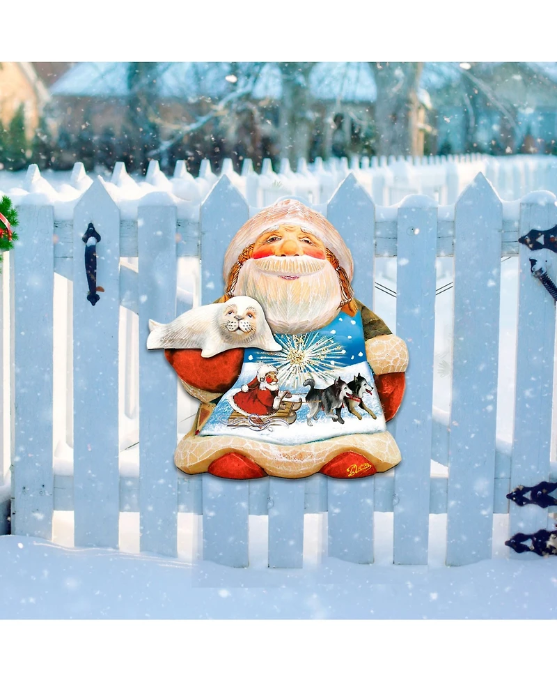 Designocracy Northern Light Santa Christmas Door Hanger