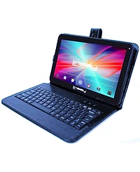 New Linsay 10.1" Tablet Octa Core 128GB Exclusive Luxury Black Crocodile Keyboard Android 14