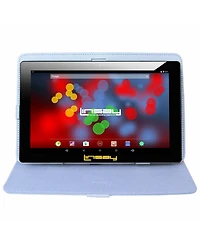 Linsay New 10.1" Tablet Octa Core 128GB Bundle with White Leather Case Newest Android 14