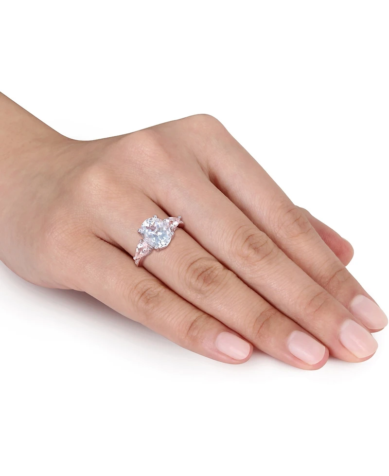 Macy's Aquamarine (2-1/5 ct. t.w.), Morganite (4/5 t.w.) & Diamond Accent Ring Sterling Silver