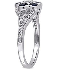 Sapphire (4/5 ct. t.w.) & Diamond (1/6 Flower Ring 10k White Gold