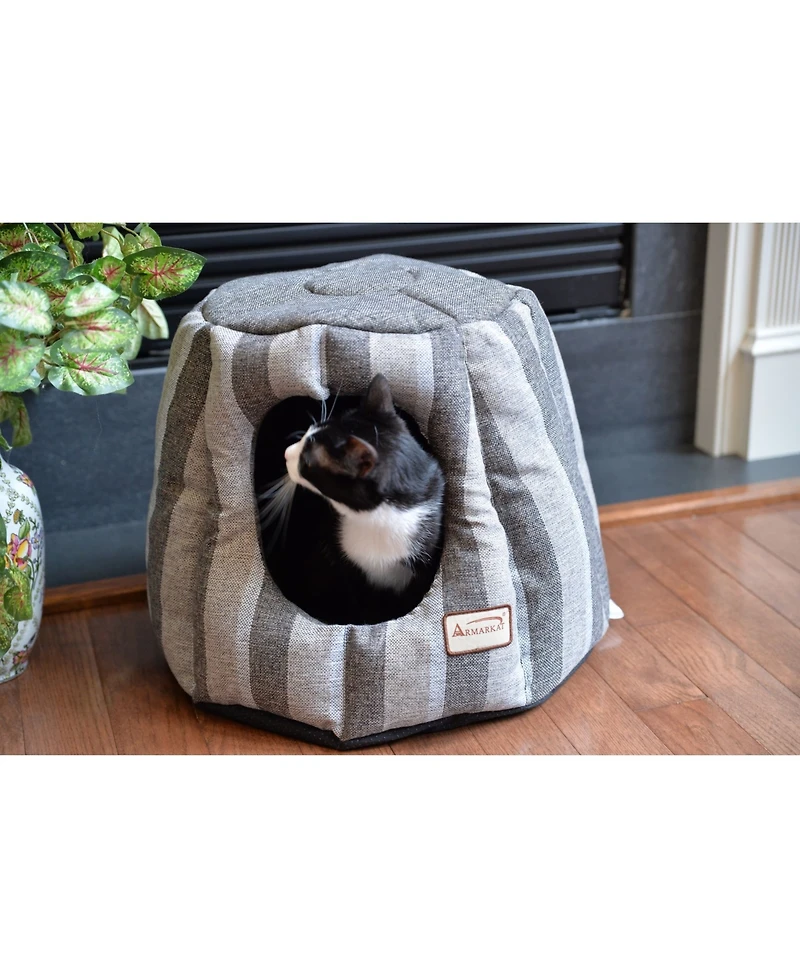 Armarkat Cat Cave Shape Bed With Anti-slip Waterproof Base, Removable Cushion Mat, C30CG, Gray and Silver