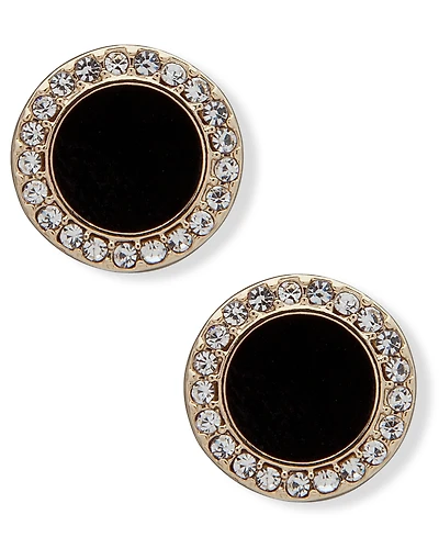 Dkny Gold-Tone Stone & Crystal Halo Stud Earrings