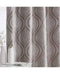 Hlc.me Montero Damask 100% Complete Blackout Shading Thermal Insulated Energy Efficient Heat/Cold Blocking Grommet Heavy Curtain Drapery Panels for Li