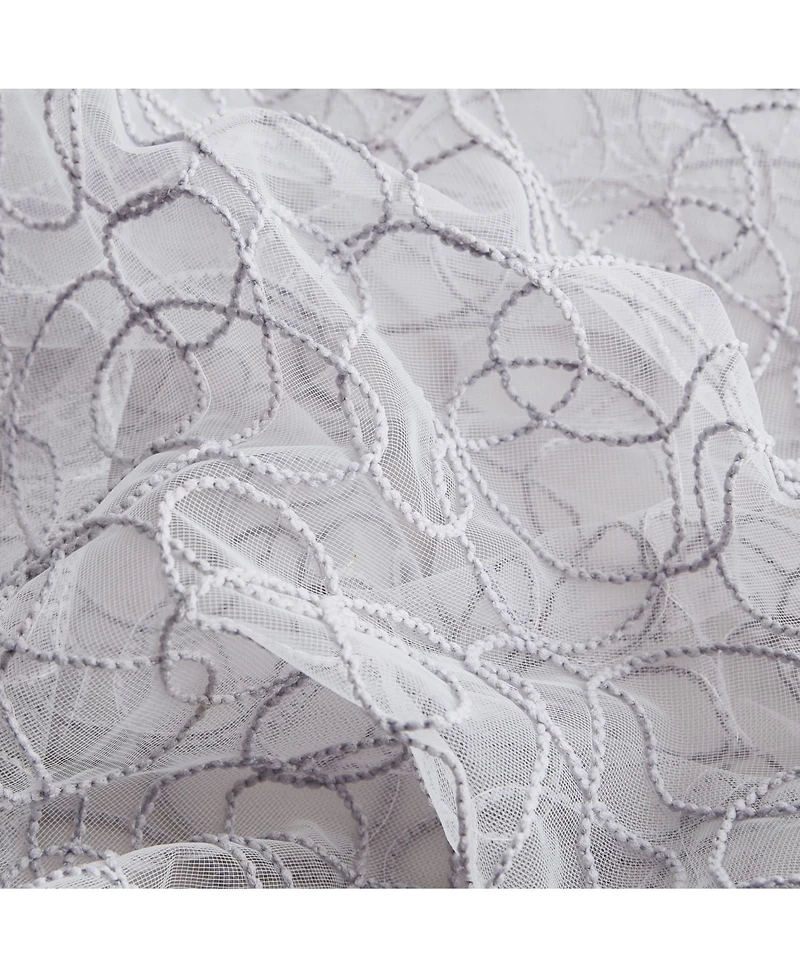 Hlc.me Audrey Embroidered Premium Soft Decorative Sheer Voile Light Filtering Grommet Window Treatment Curtain Drapery Panels for Bedroom & Living Roo