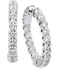 Arabella Cubic Zirconia Small In & Out Hoop Earrings in Sterling Silver or 18k Gold Plated Sterling Silver