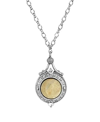 2028 Silver-Tone Semi Precious Round Stone Necklace