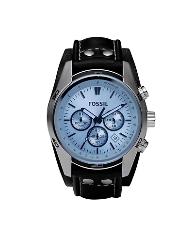 Fossil Men's Coachman Black Leather Watch 45mm