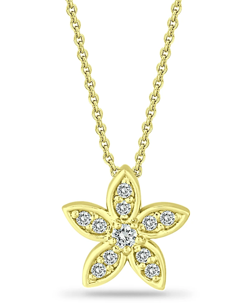 Giani Bernini Cubic Zirconia Star Flower Pendant Necklace in 18k Gold-Plated Sterling Silver, 16" + 2", Created for Macy's