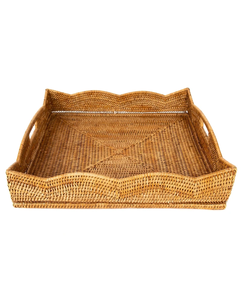 Artifacts Trading Company Rattan Scallop Collection Square Tray