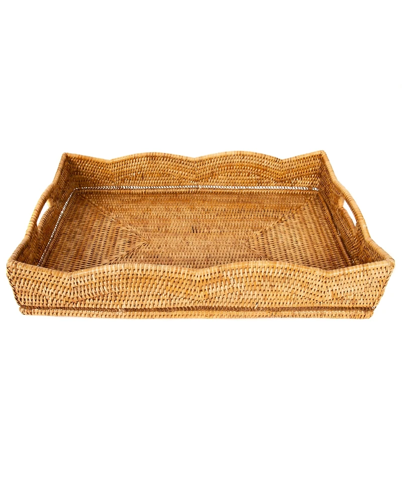 Artifacts Trading Company Rattan Scallop Collection Rectangular Tray
