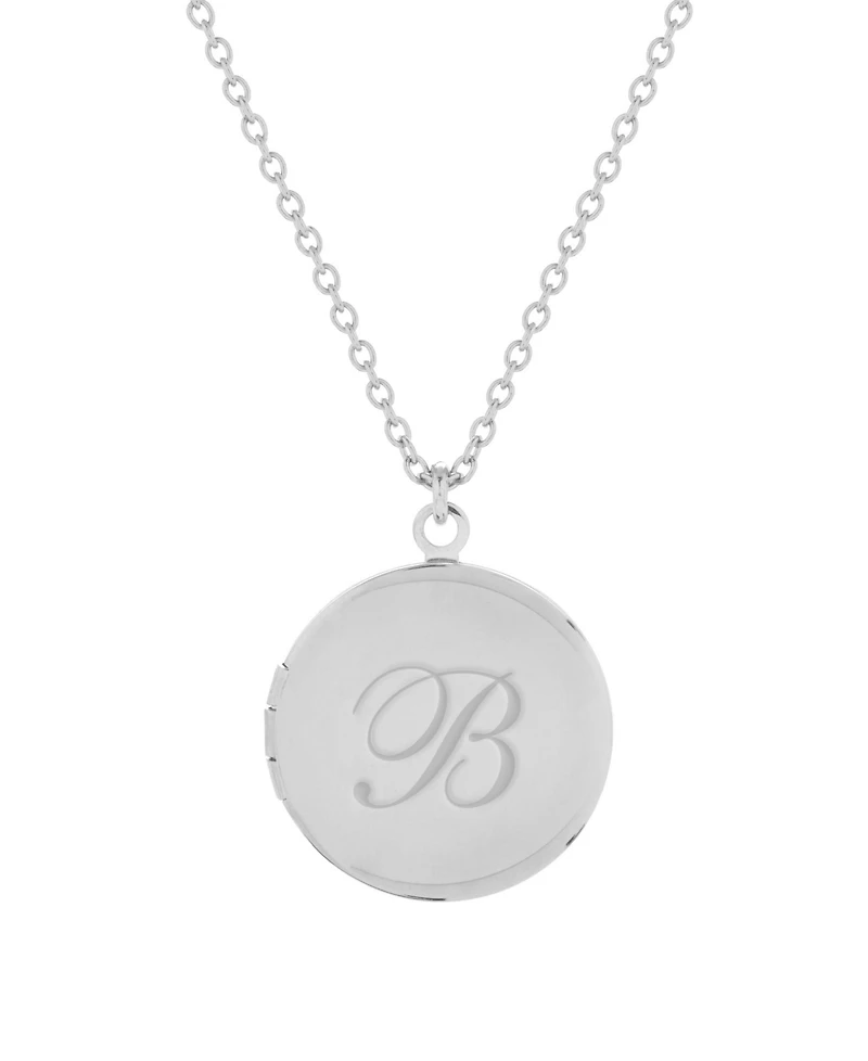 brook & york Silver Plated Isla Initial Long Locket Necklace