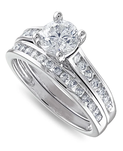 Diamond (1-1/2 ct. t.w.) Channel-Set Bridal Set in 14K White, Yellow or Rose Gold