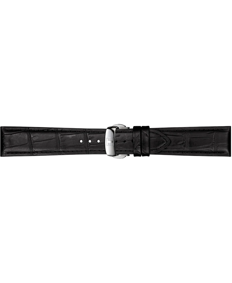 Tissot Men's Swiss Automatic Powermatic 80 Silicium Black Leather Strap Watch 40mm