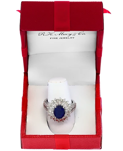 Effy Ruby (1-7/8 ct. t.w.) & Diamond (1/4 Halo Statement Ring 14k White Gold (Also Sapphire and Emerald)