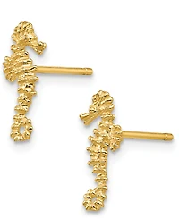 Seahorse Stud Earrings in 14k Gold