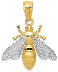 Two-Tone Bee Charm Pendant in 14k Gold
