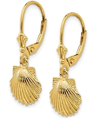 Shell Leverback Drop Earrings in 14k Yellow Gold