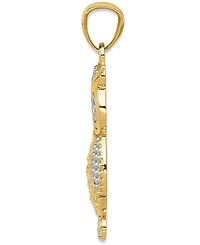 Textured Owl Charm in 14K Gold with Rhodium Plating