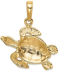 Sea Turtle Charm Pendant in 14k Yellow Gold