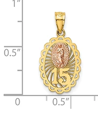 15" Our Lady of Guadeloupe Two-Tone Charm Pendant in 14k Yellow & Rose Gold