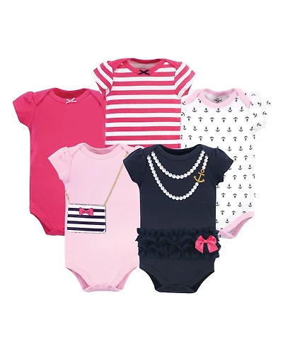 Little Treasure Baby Girls Treasure 5-Piece Bodysuit Collection