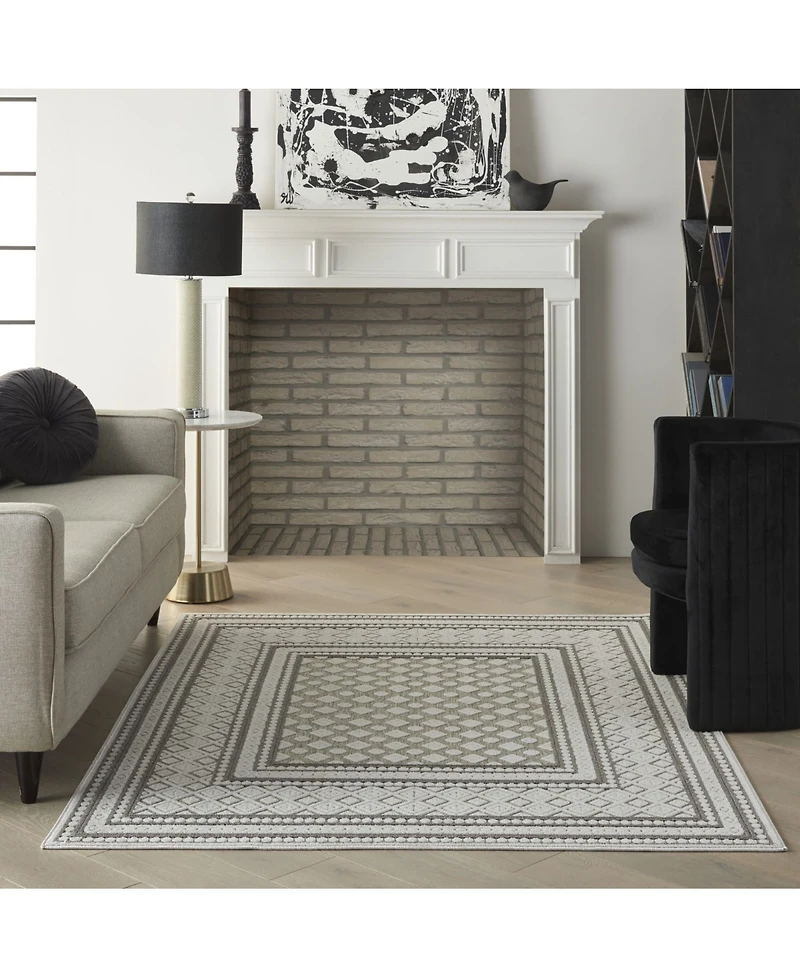 Nourison Home Key Largo KLG02 Silver 4' x 6' Outdoor Area Rug