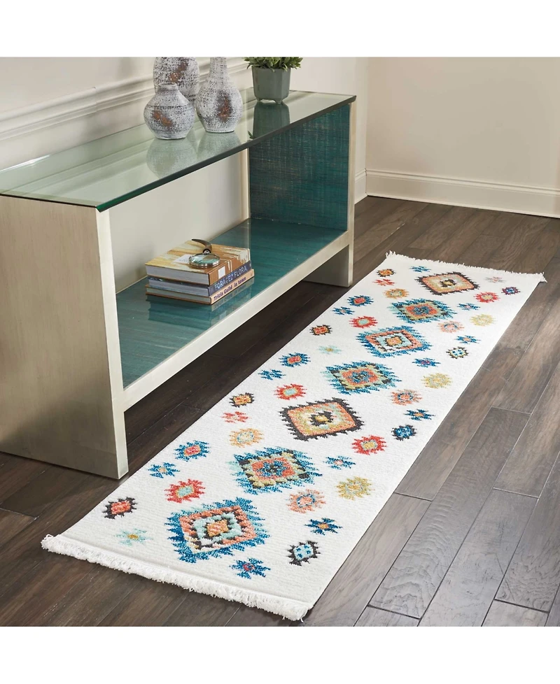Nourison Home Navajo NAV07 White 2'2" x 7'9" Runner Rug