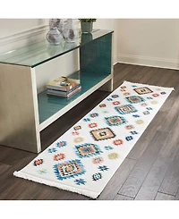 Nourison Home Navajo NAV07 White 2'2" x 7'9" Runner Rug