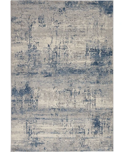 Nourison Home Rustic Textures RUS10 Ivory and Blue 3'11" x 5'11" Area Rug