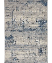 Nourison Home Rustic Textures RUS10 Ivory and Blue 3'11" x 5'11" Area Rug