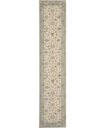 Nourison Home Living Treasures LI16 Ivory and Aqua 2'6" x 12' Runner Rug