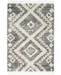 Nourison Home Oslo Shag OSL02 Gray and Ivory 5'3" x 7'9" Area Rug