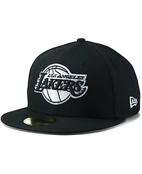 New Era Men's Black Los Angeles Lakers White Logo 59Fifty Fitted Hat