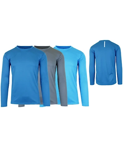 Galaxy By Harvic Men's Long Sleeve Moisture-Wicking Performance Tee, Pack of 3