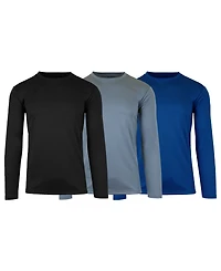 Galaxy By Harvic Men's Long Sleeve Moisture-Wicking Performance Tee, Pack of 3