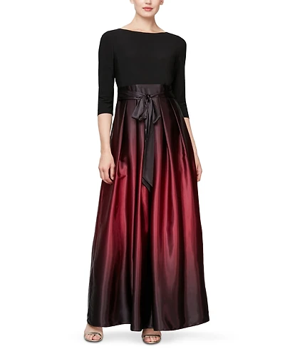 Sl Fashions Women's 3/4-Sleeve Ombre Gown