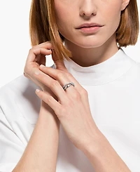 Swarovski Silver-Tone Crystal Twist Double-Row Ring