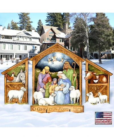 Designocracy by Susan Winget Holly Family Nativity Outdoor, Wall and Lawn Decor, Set of 3