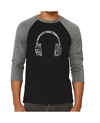 La Pop Art Language Headphones Men's Raglan Word Art T-shirt