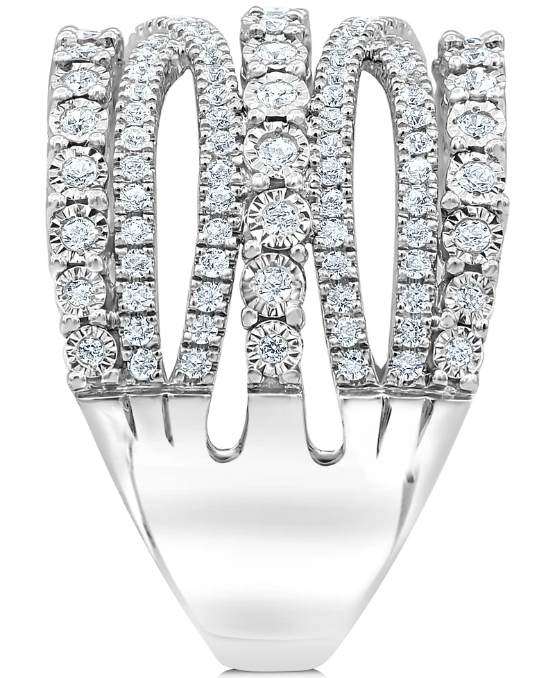 Diamond Multi-Row Crossover Statement Ring (1 ct. t.w.) in Sterling Silver