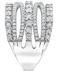 Diamond Multi-Row Crossover Statement Ring (1 ct. t.w.) in Sterling Silver